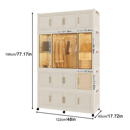 Portable Wardrobe Closet Organizer with 17 magnetic doors creamy white by HouseOfZazla on wheels on Tampa Home & Garden Store
