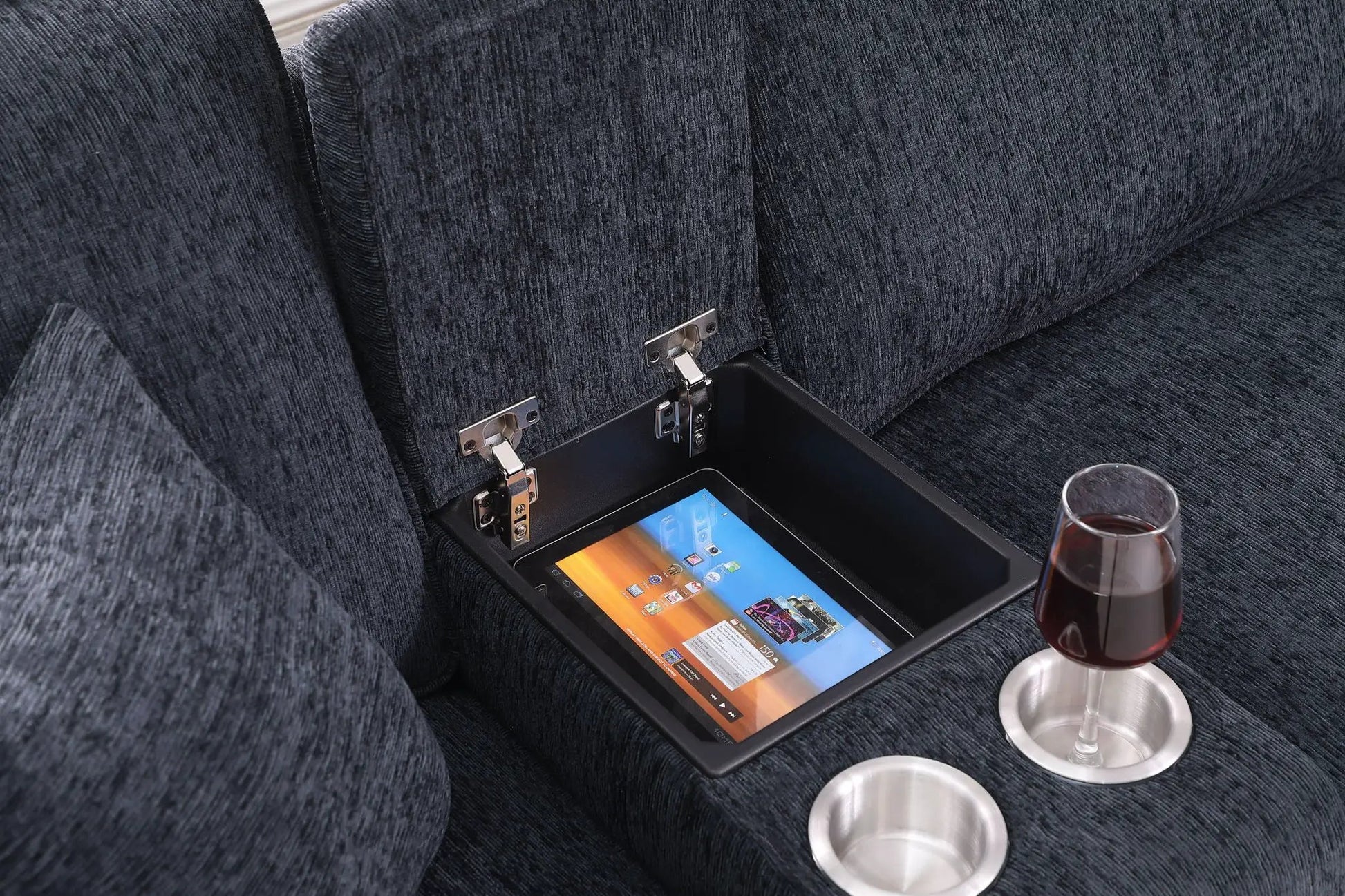 Gina sectional sofa with ottoman in black fabric, 2-piece set by Unique Piece Furniture on Tampa Home & Garden Store
