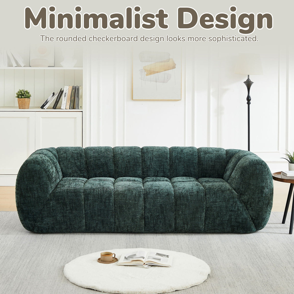 Modern Piano Key Backrest Sofa With Upholstery