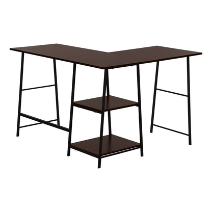 Corner desk in dark wood with black metal legs, L-shaped workstation Unique Piece Furniture on Tampa Home & Garden Store