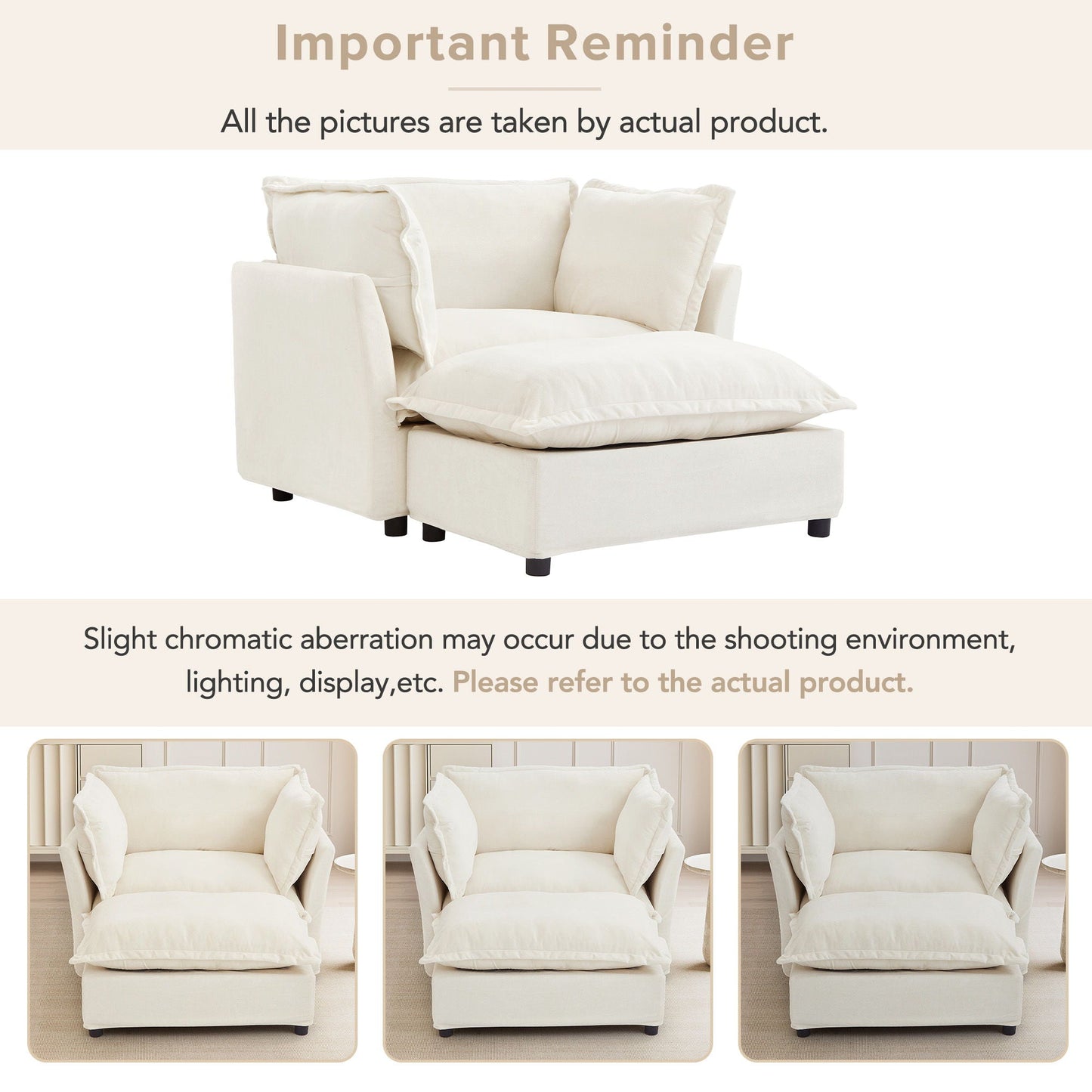 Modern Fabric Armchair with a Movable Ottoman