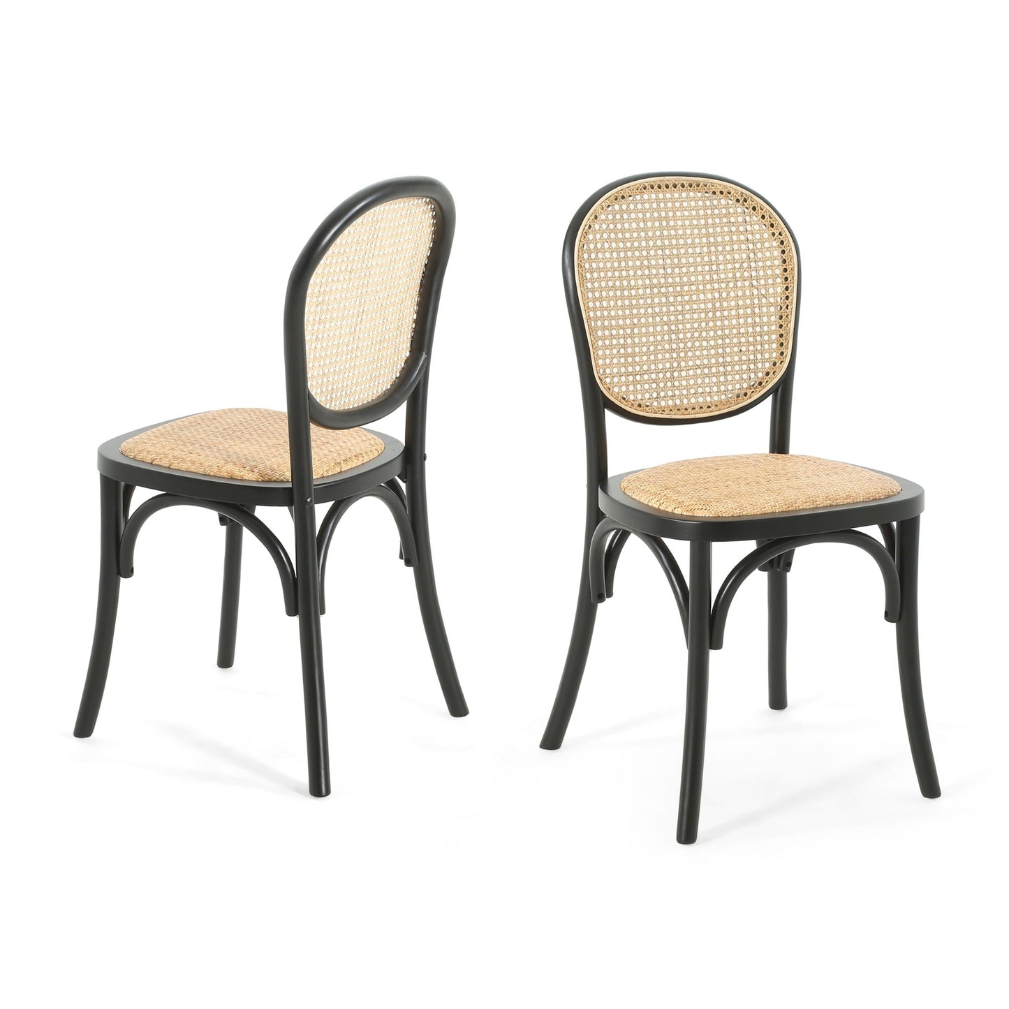 Vintage Style Dining Chairs set of 2 with black frames and caned seats by HouseOfZazla on Tampa Home & Garden Store