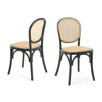 Vintage Style Dining Chairs set of 2 with black frames and caned seats by HouseOfZazla on Tampa Home & Garden Store