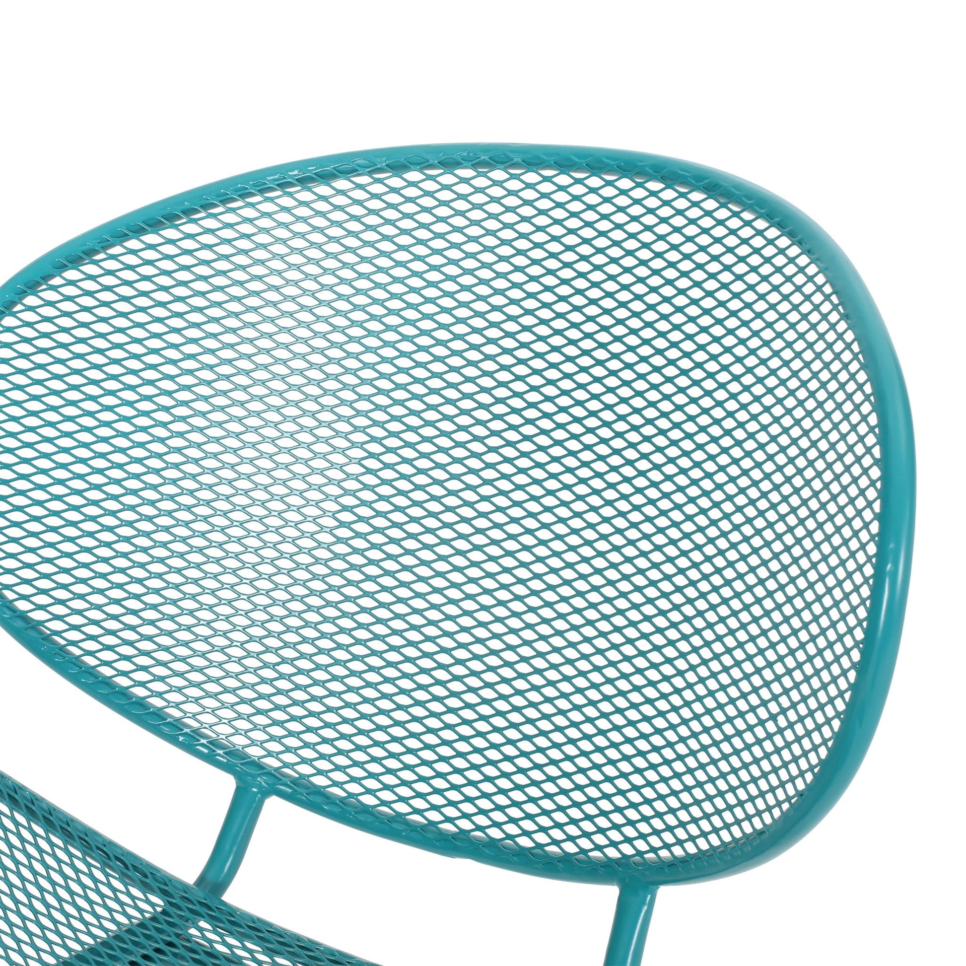Elba Contemporary armless outdoor chairs set in teal mesh metal, 2-pack, by HouseOfZazla on Tampa Home & Garden Store