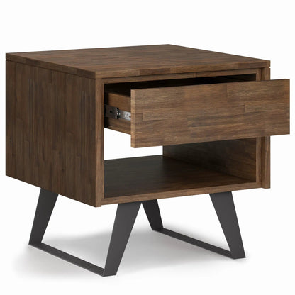 Lowry Handcrafted End Table with Acacia Drawer