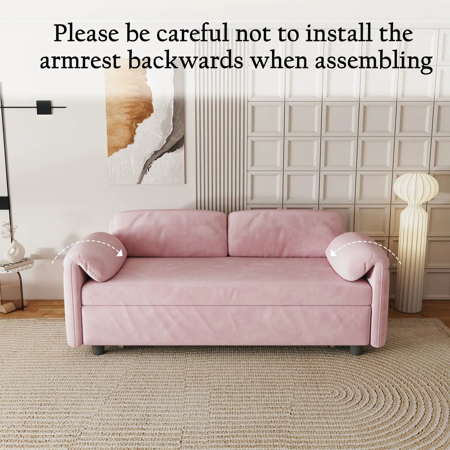 Pink sleeper sofa by Unique Piece Furniture, dual purpose lounge with retractable queen bed on Tampa Home & Garden Store
