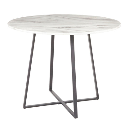 Contemporary Glam round marble dining table by HouseOfZazla with white top and black legs on Tampa Home & Garden Store