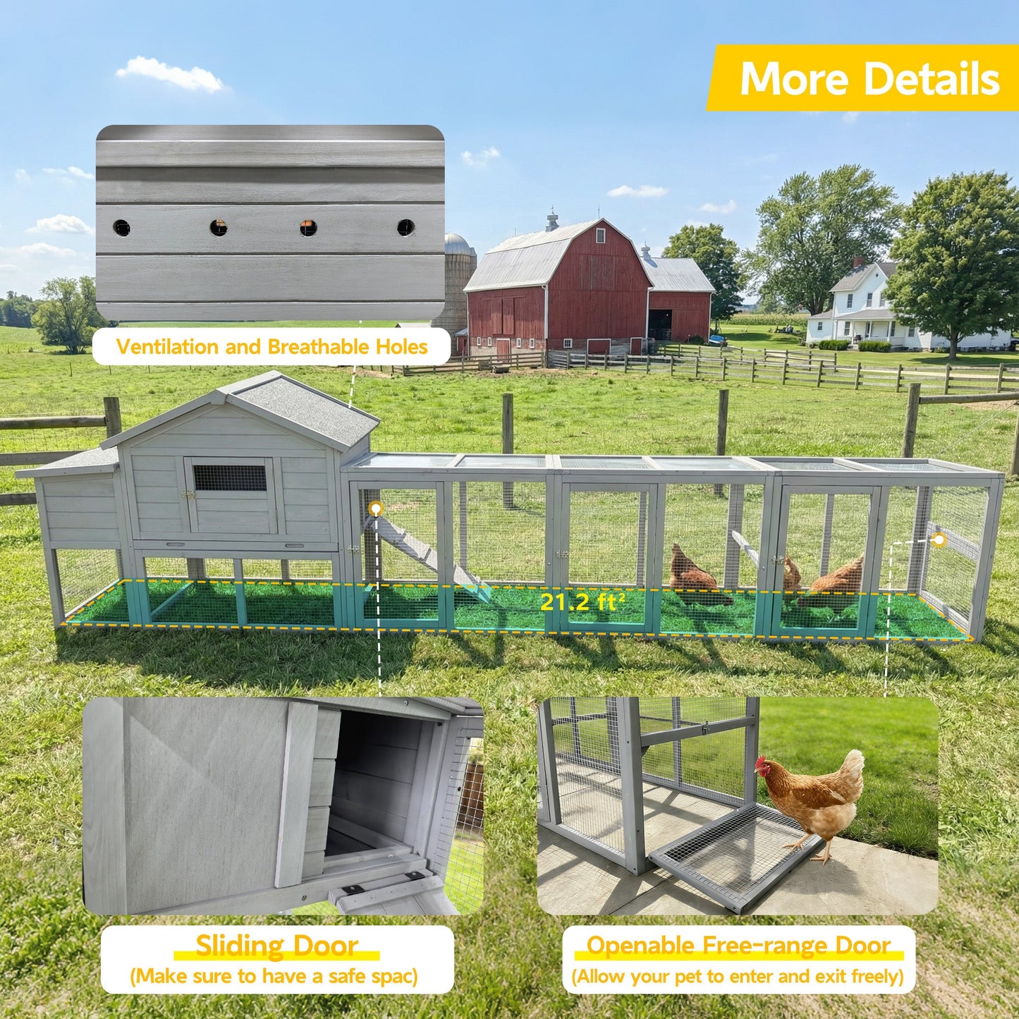 141in gray wooden chicken coop with nesting box, vent holes and sliding door by HouseOfZazla on Tampa Home & Garden Store