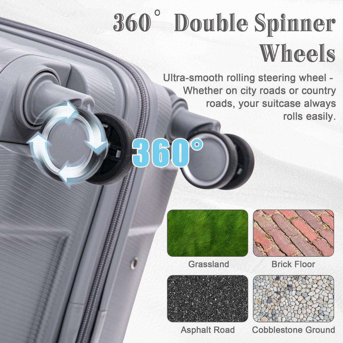 4-Piece PP Spinner Wheel Luggage Set with Cosmetic Case in light gray by HouseOfZazla on Tampa Home & Garden Store