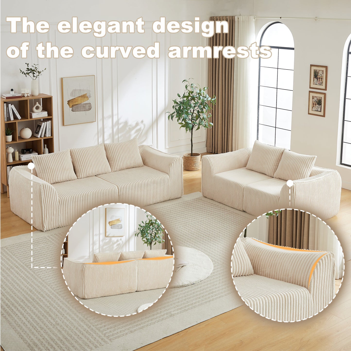 Minimalist Corduroy Seater Sofa and Bench