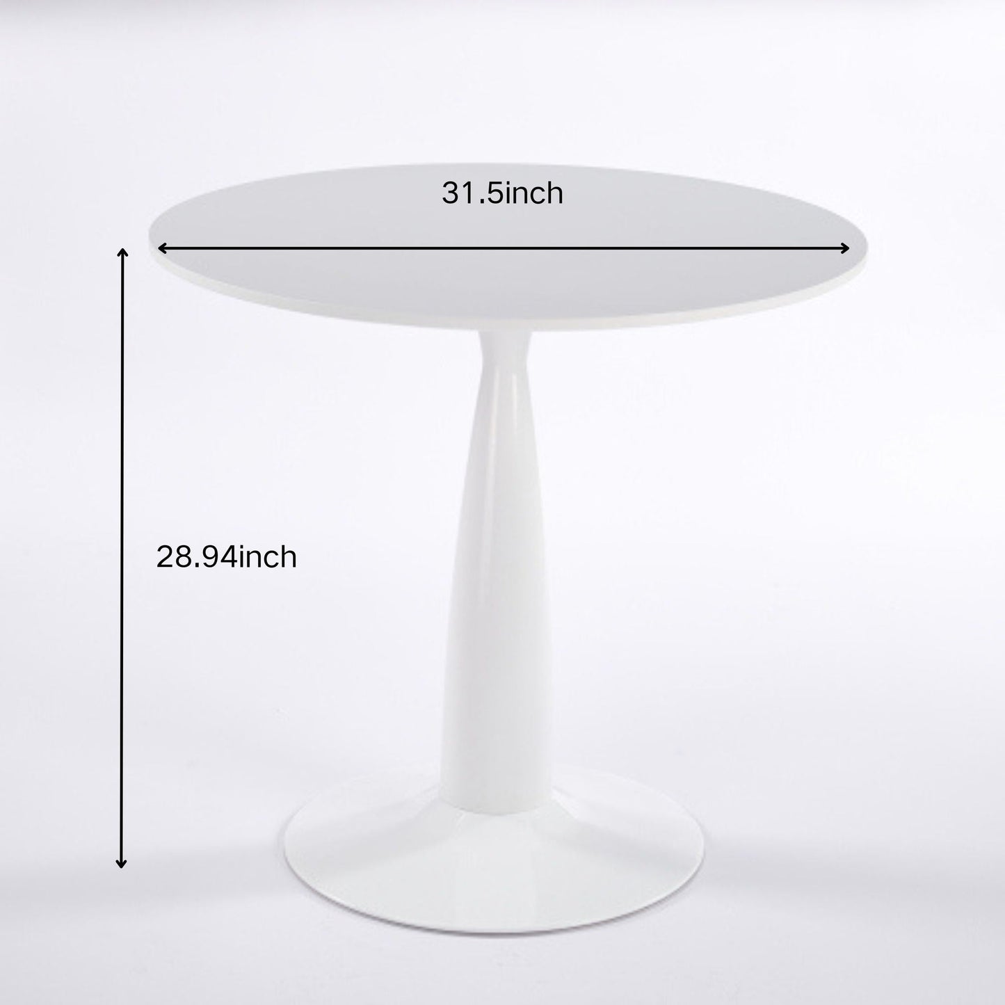 Round White Kitchen Table with Metal Base