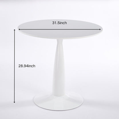 Round White Kitchen Table with Metal Base