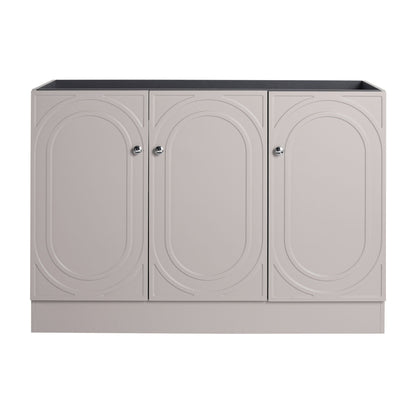 Freestanding three-door vanity by HouseOfZazla with soft-close doors and beige finish on Tampa Home & Garden Store