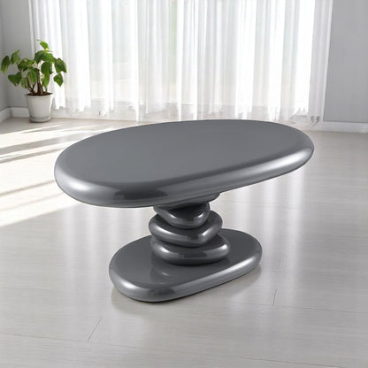Dark gray high-gloss end table Charlene with circular top and pedestal base by HouseOfZazla on Tampa Home & Garden Store