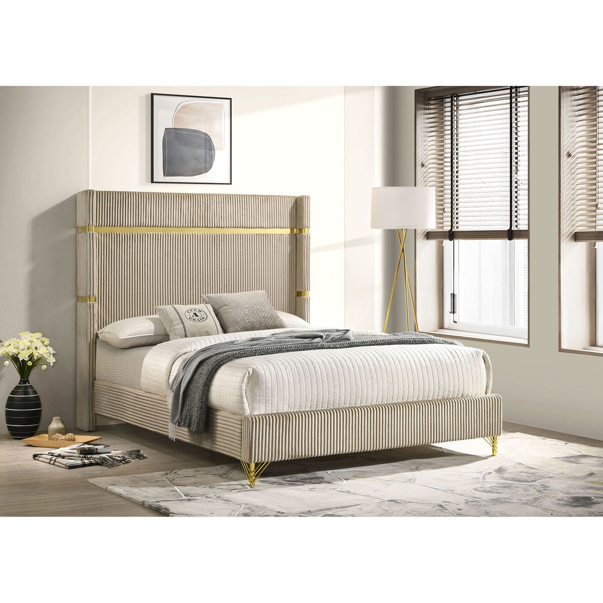 Malcolm Timeless Wingback Upholstered Bed