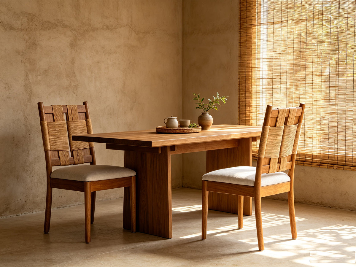 2-piece paper rope dining chairs set with wood by HouseOfZazla for dining on Tampa Home & Garden Store