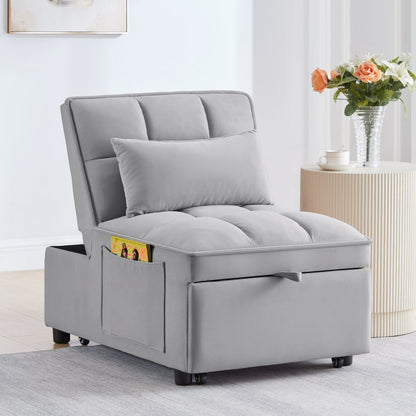 4 in 1 Multi-Function Single Sofa Bed with Storage Pockets Gray HouseOfZazla sofa with pockets on Tampa Home & Garden Store