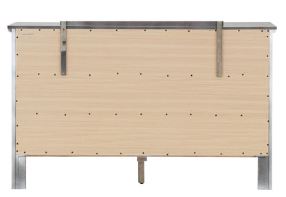 Primo Dresser back view with natural wood panels, metal frame and braces on Tampa Home & Garden Store