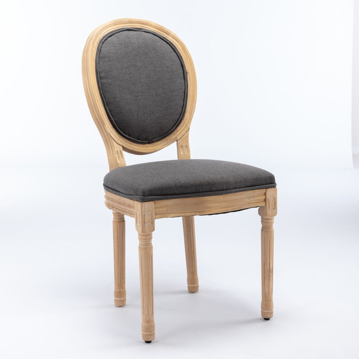 French Style solid wood frame dining chair with dark gray fabric back by HouseOfZazla on Tampa Home & Garden Store