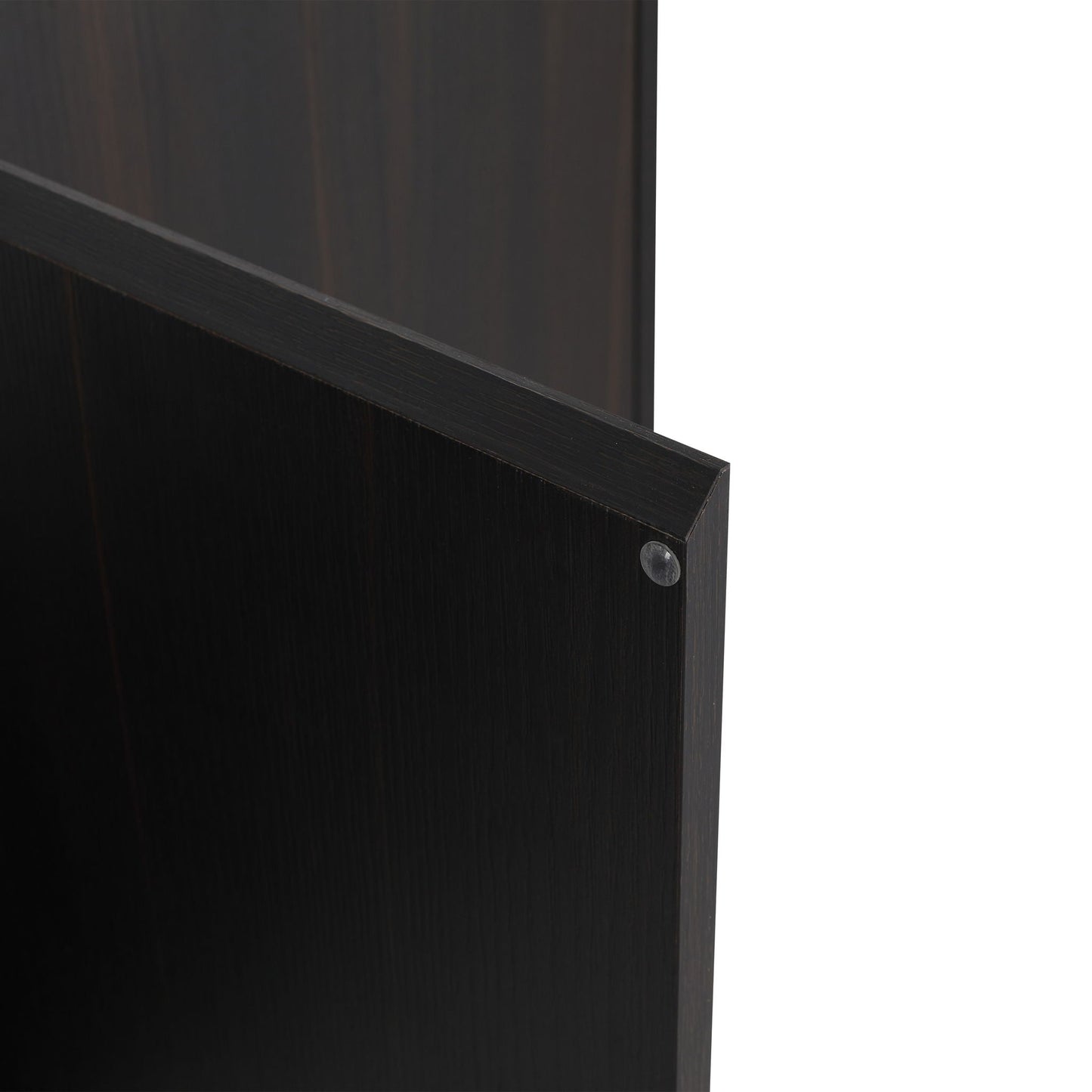 Freestanding bathroom vanity cabinet in dark wood with visible grain on Tampa Home & Garden Store