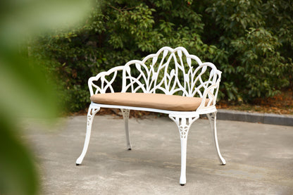 Cast Aluminum Tulip Outdoor Garden Bench