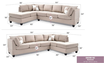 Malone Comfort Sectional Right or Left Chaise