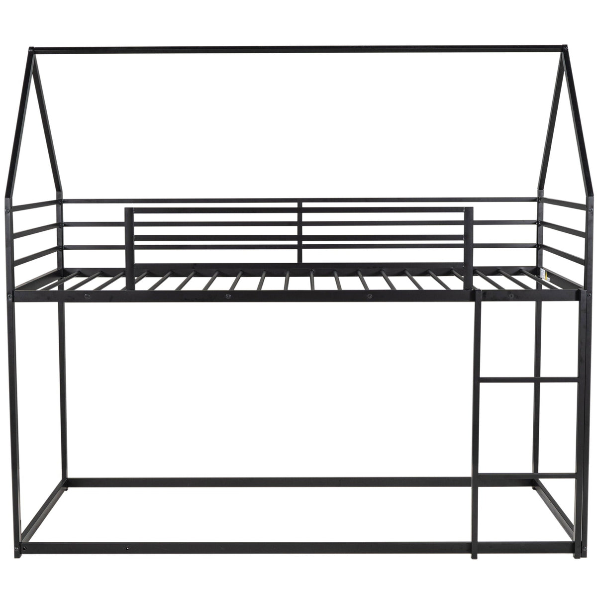 HouseOfZazla bunk bed frame with built-in ladder in black metal on Tampa Home & Garden Store