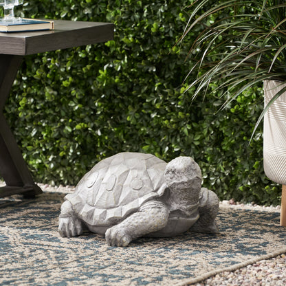 Outdoor turtle statue gray stone finish, HouseOfZazla accessories for garden on Tampa Home & Garden Store