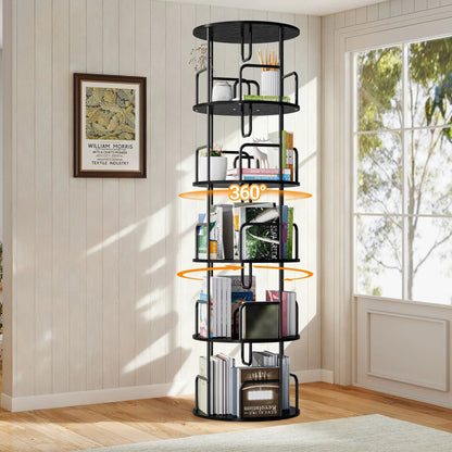 Rotating Bookshelf Tower 5 Tier Spinning Shelf