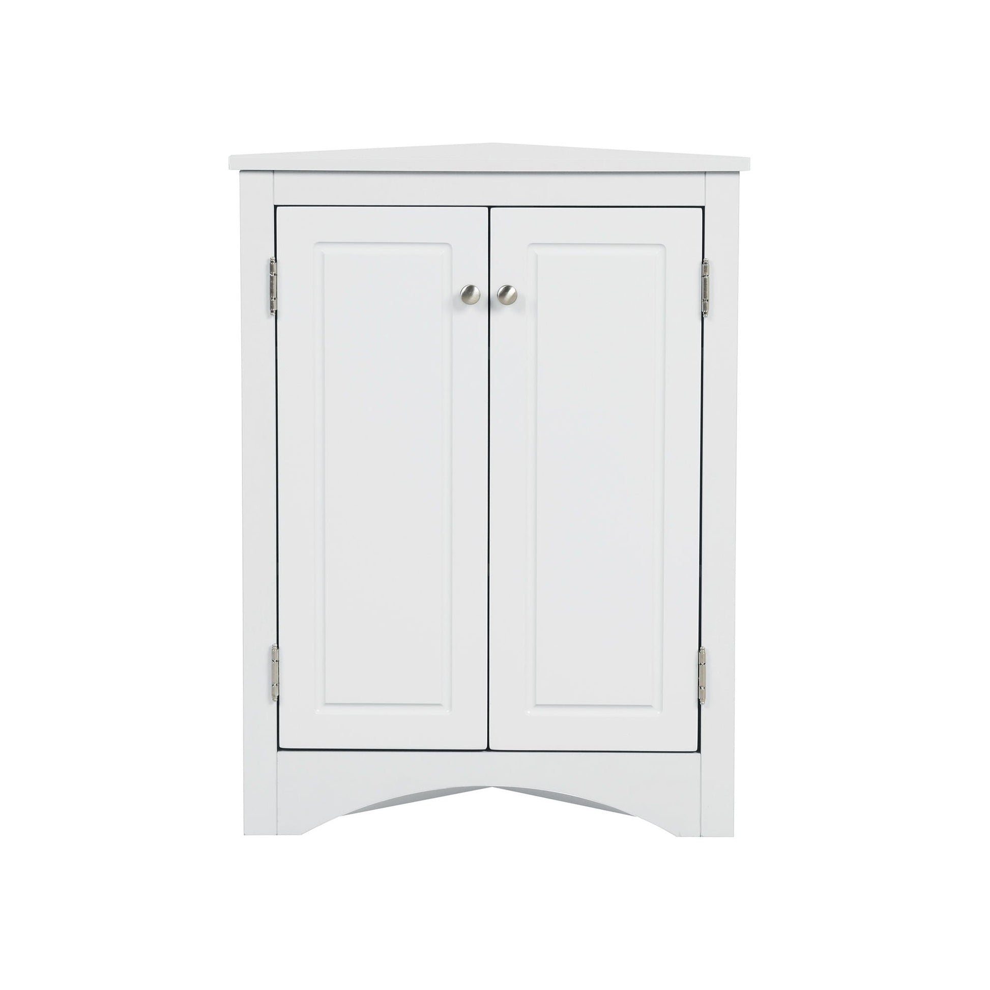 Triangle bathroom cabinet with adjustable shelves, white freestanding linen cabinet two-door on Tampa Home & Garden Store