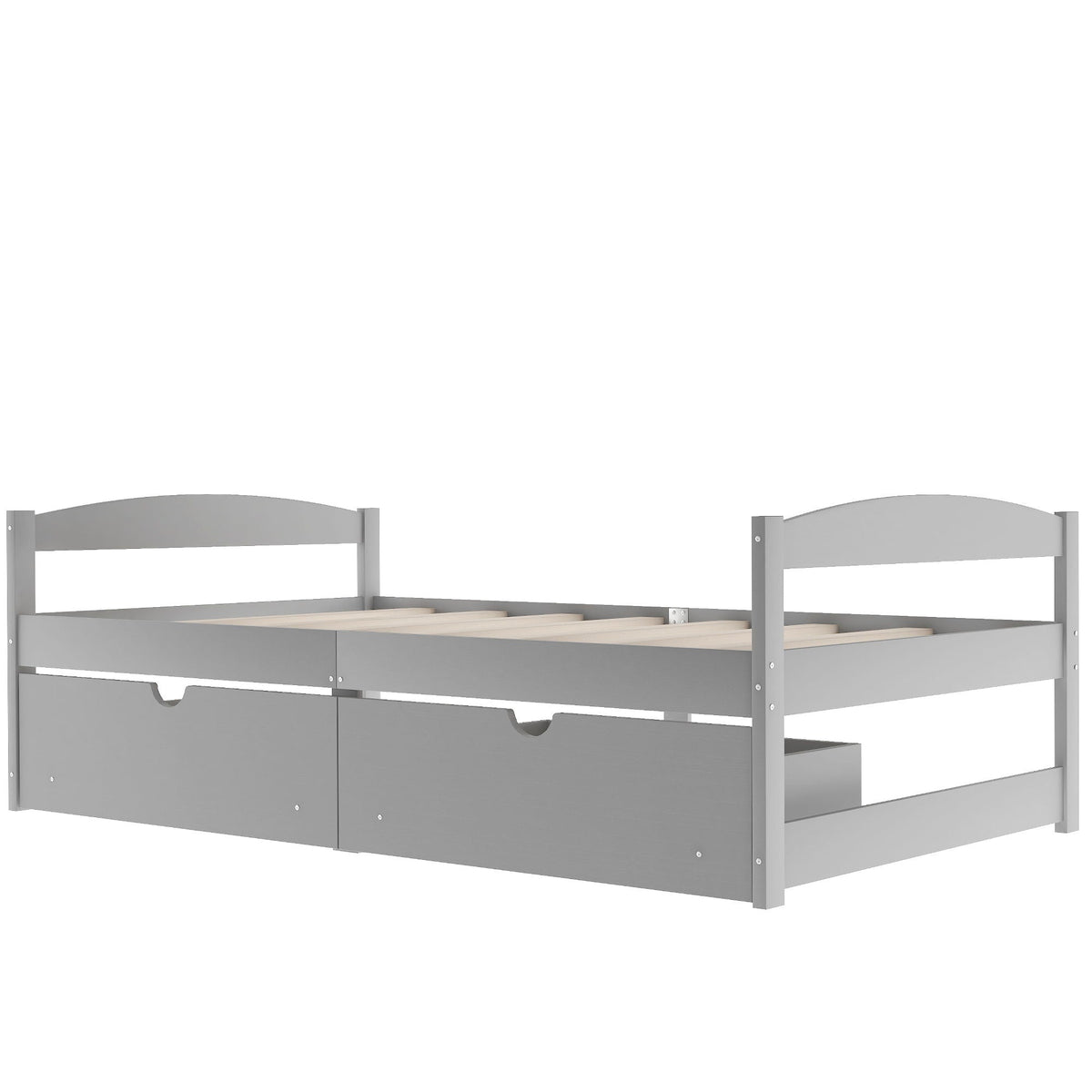 Platform bed with 2 drawers in gray by HouseOfZazla, storage bed pair on Tampa Home & Garden Store
