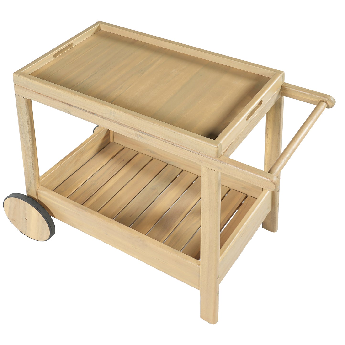 Saratoga Outdoor Rolling Bar Cart natural wood finish by HouseOfZazla, Kitchen Carts on Tampa Home & Garden Store