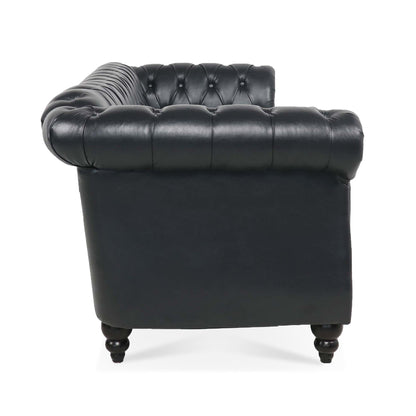 Black Chesterfield Sofa and Soft PU Rolled Arms