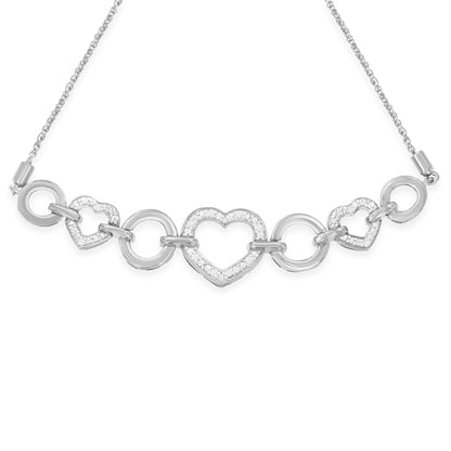 Bracelet Bids.com .925 silver interlinking hearts with diamonds, adjustable bolo on Tampa Home & Garden Store