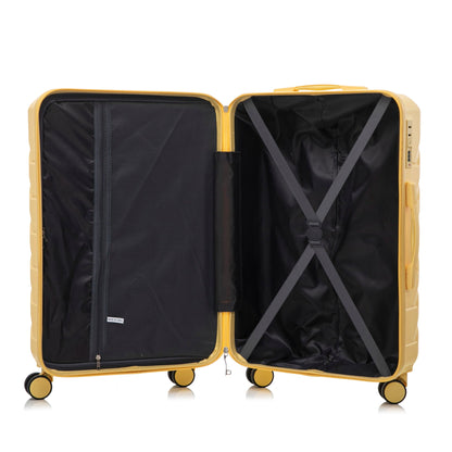 3-Piece yellow spinner luggage set HouseOfZazla with combination lock and mesh divider on Tampa Home & Garden Store