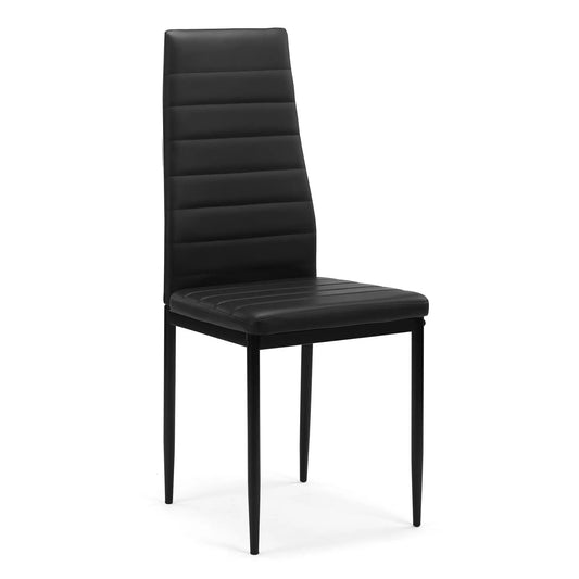 Dining chair set of 4 Unique Piece Furniture black leather tall back channel-stitch panels on Tampa Home & Garden Store