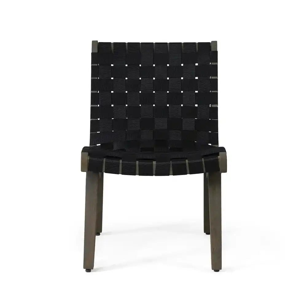 Outdoor rope-weave patio chair, black weave with brown frame, HouseOfZazla 3-Piece Outdoor Sets on Tampa Home & Garden Store
