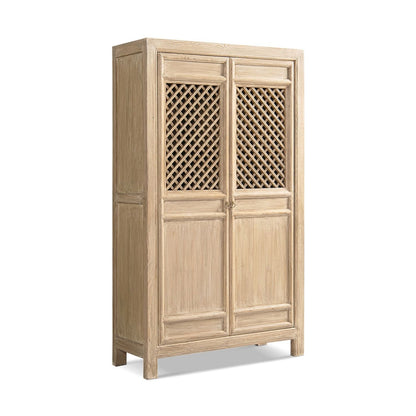 Arden 2-door bookcase storage cabinet in natural wood with lattice doors by HouseOfZazla on Tampa Home & Garden Store