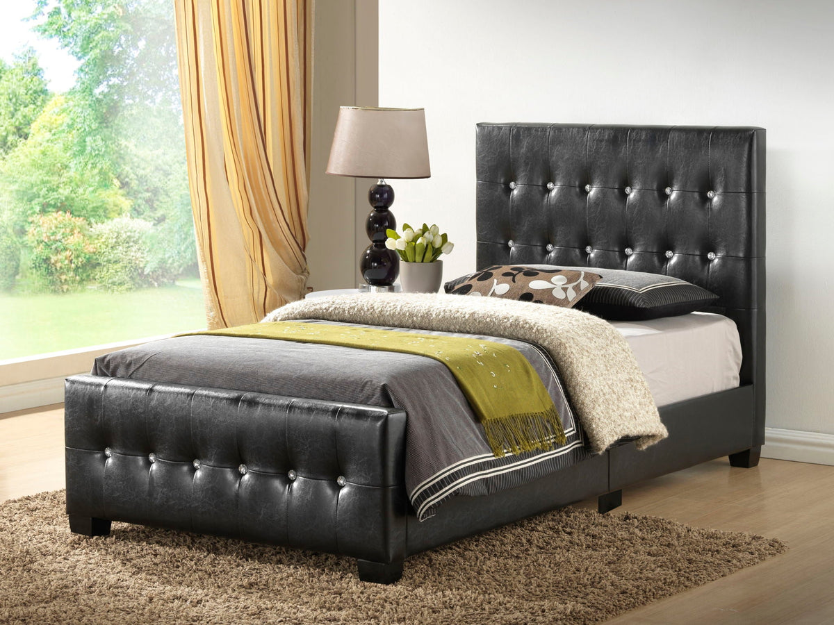 Stylish Transitional Bed by HouseOfZazla in black leather with tufted headboard on Tampa Home & Garden Store