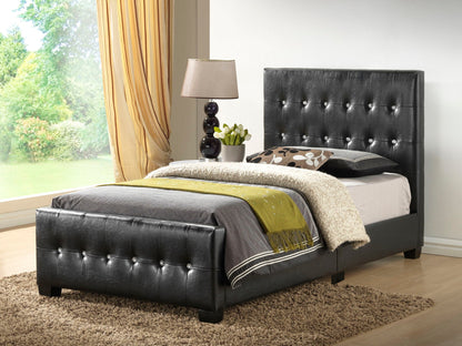 Stylish Transitional Bed by HouseOfZazla in black leather with tufted headboard on Tampa Home & Garden Store