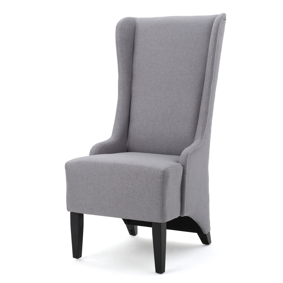 HouseOfZazla upholstered dining chair, gray fabric, high back, birch wood legs on Tampa Home & Garden Store