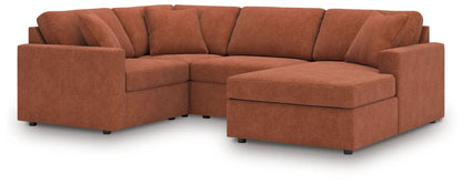 Modmax Sectional Spice by Unique Piece Furniture, rust-orange stationary 3-piece with chaise on Tampa Home & Garden Store