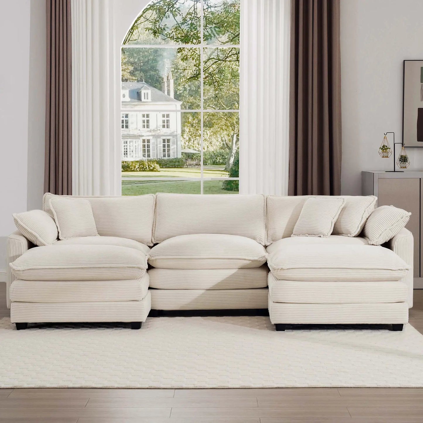 Modern Oversized Modular Cushion Sofa With Ottoman 3pc by Unique Piece Furniture, deep seating on Tampa Home & Garden Store