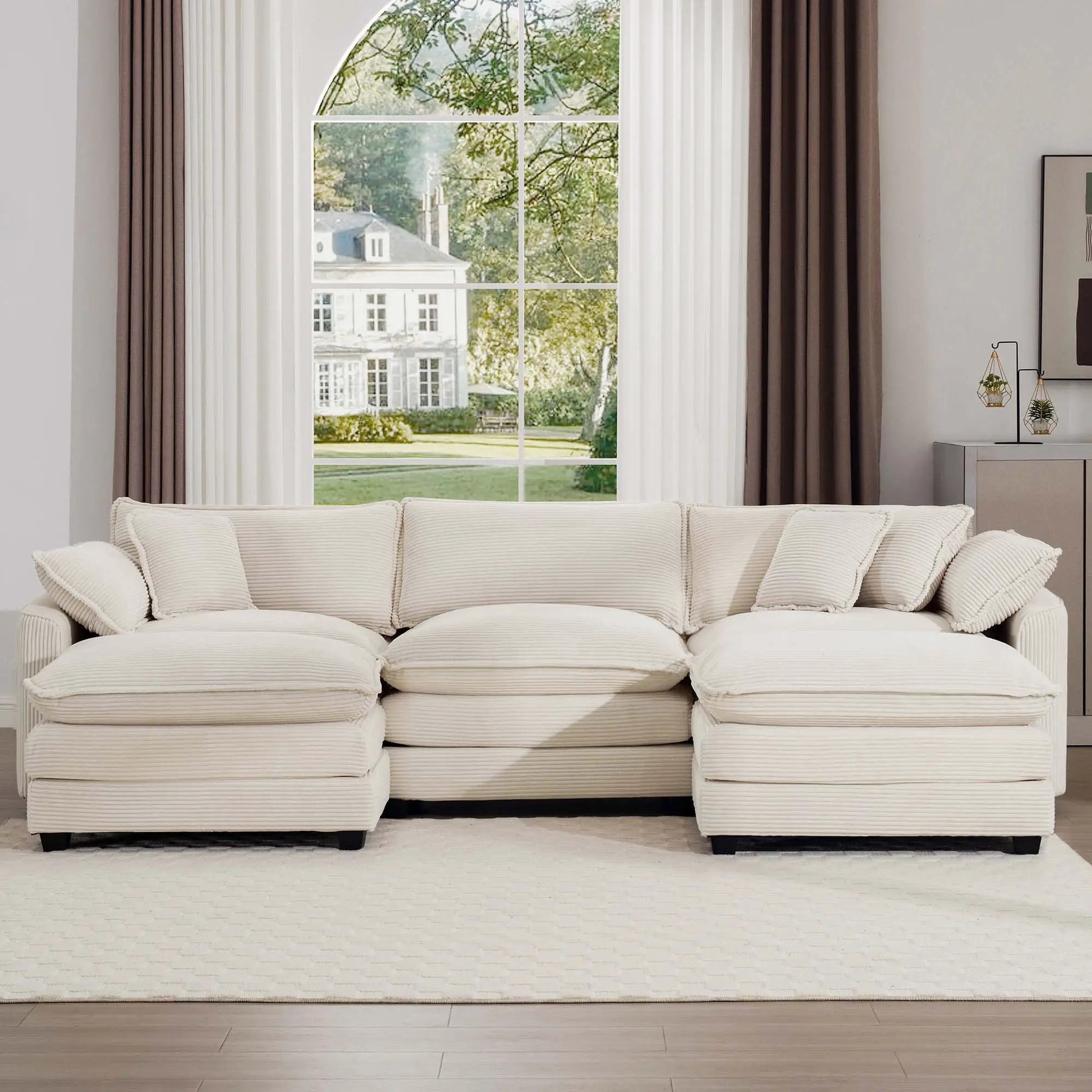 Modern Oversized Modular Cushion Sofa With Ottoman 3pc by Unique Piece Furniture, deep seating on Tampa Home & Garden Store