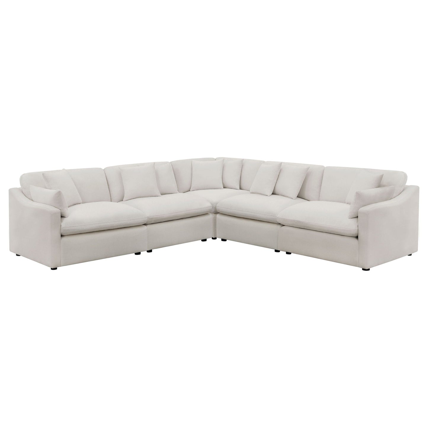 Greeley 5-piece ivory upholstered modular sectional sofa by HouseOfZazla with plush cushions on Tampa Home & Garden Store