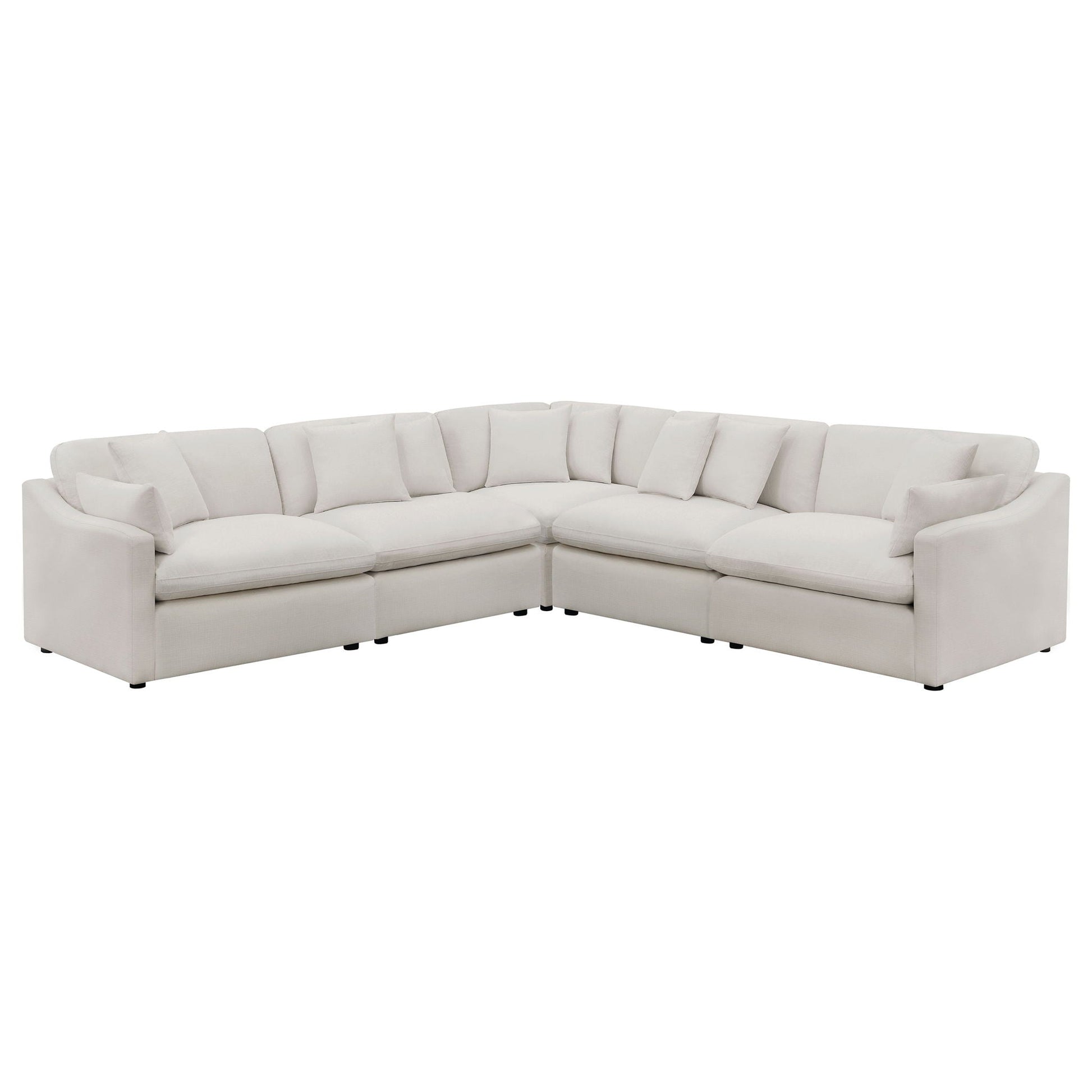 Greeley 5-piece ivory upholstered modular sectional sofa by HouseOfZazla with plush cushions on Tampa Home & Garden Store