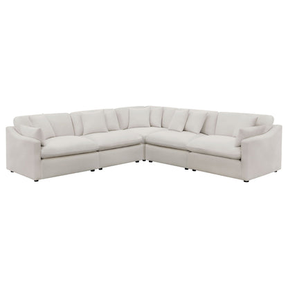 Greeley 5-piece ivory upholstered modular sectional sofa by HouseOfZazla with plush cushions on Tampa Home & Garden Store