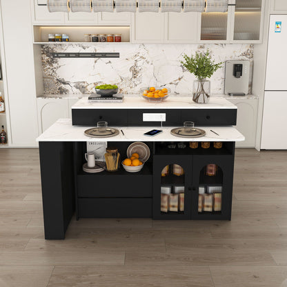 Kitchen Island with Extendable Rotating Table