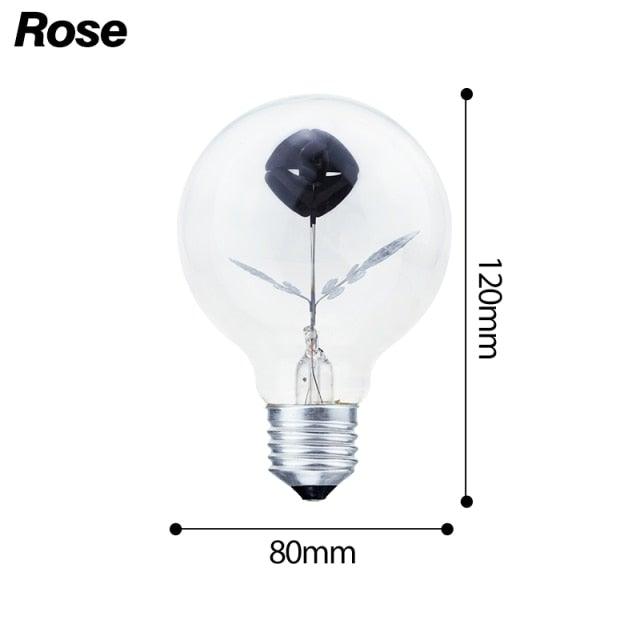 Edison bulb night light with flower filament, clear glass, Rose brand decorative bulb on Tampa Home & Garden Store