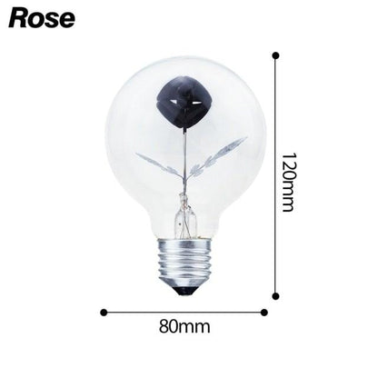 Edison bulb night light with flower filament, clear glass, Rose brand decorative bulb on Tampa Home & Garden Store